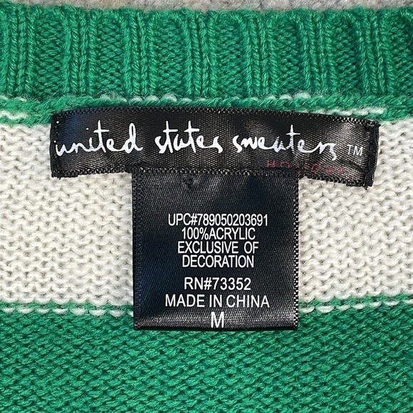 United States Sweaters Pug Ugly Christmas Sweater Holiday Party Dog Green Sz M - Picture 7 of 7